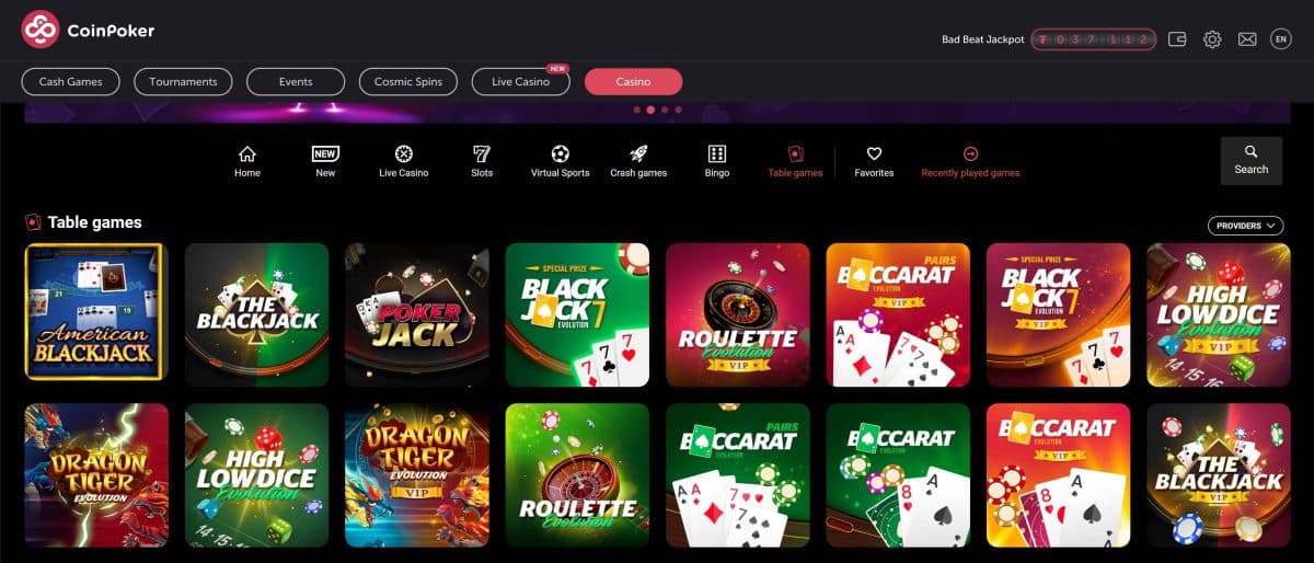 EU Casinos Tischspiele