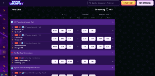 NovaJackpot Live Wetten