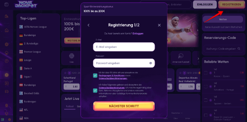 NovaJackpot Registrierung