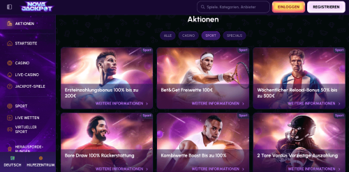 NovaJackpot Sportwetten Aktionen