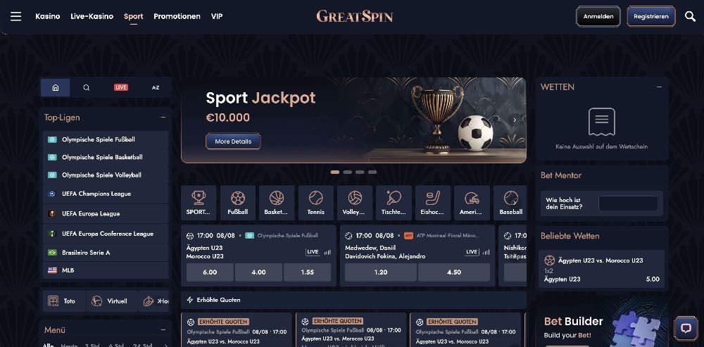 GreatSpin Sportwetten