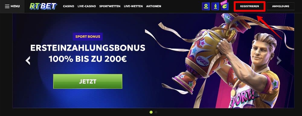 RT Bet Registrierung