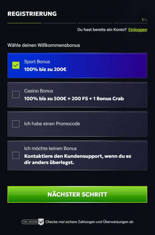 RT Bet Registrierung