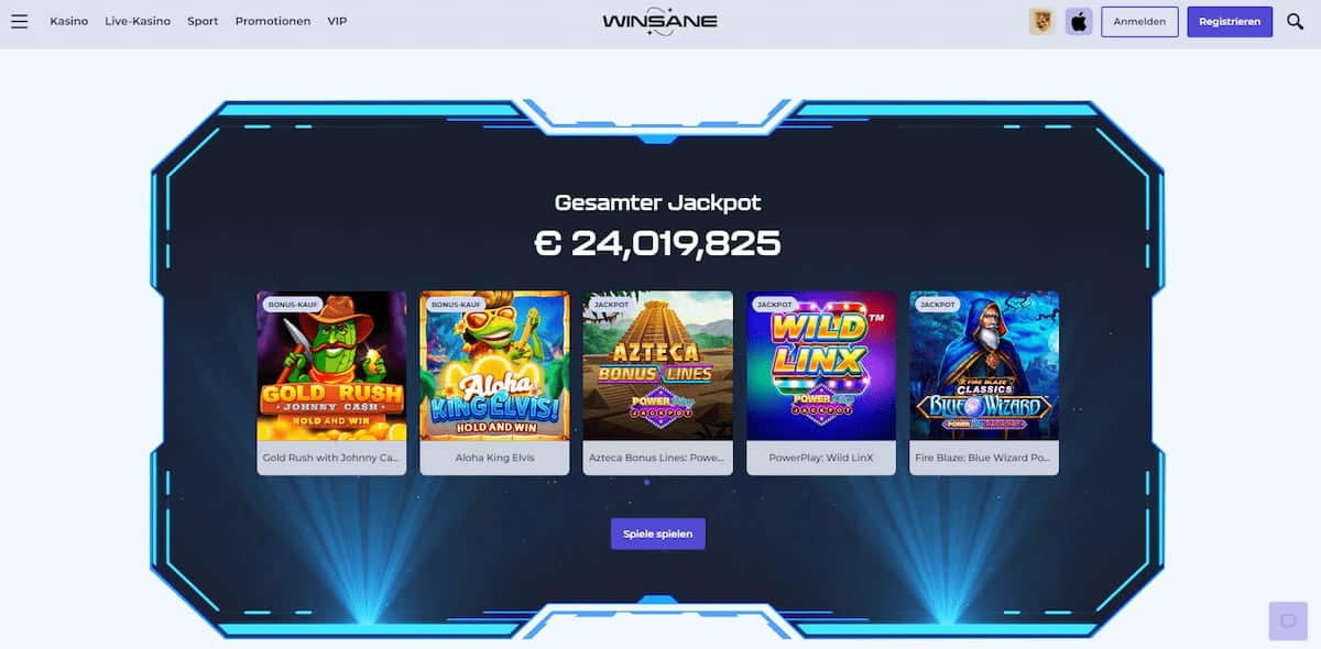 Software und Design bei Winsane Casino