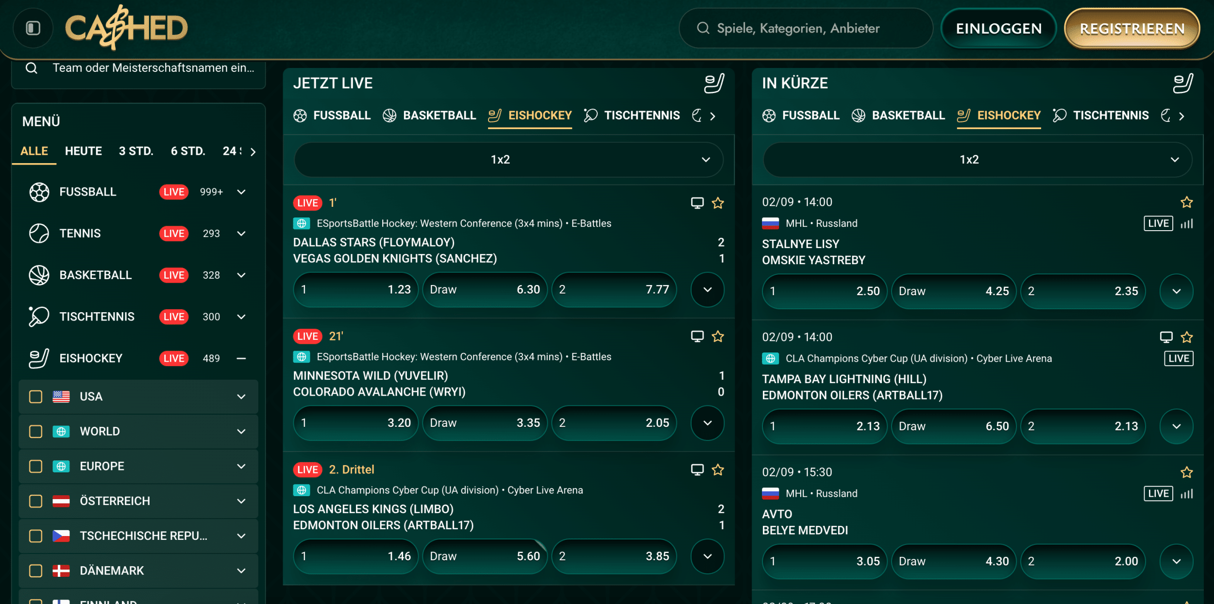 Cashed Eishockey Wetten