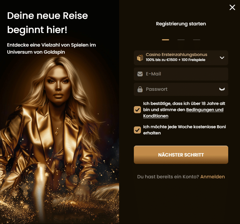 Goldspin registrierung