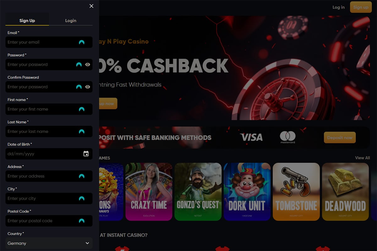 Instant Casino Registration