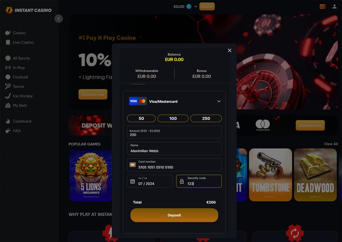 InstantCasino Deposit