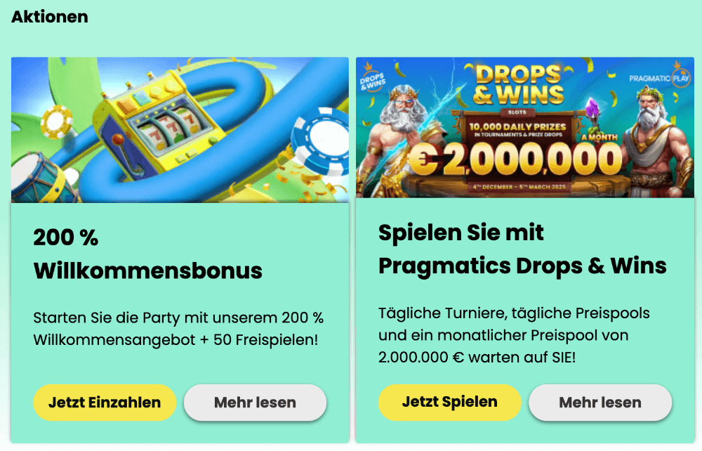 Samba Slots Weitere Aktionen